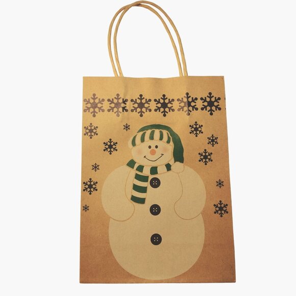 Snowman Paper Gift Bag Handles Winter Holiday Medium 9x6 - Picture 1 of 3